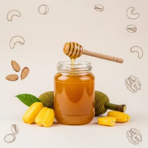 Raw organic Jackfruit honey in glass jar – sweet forest honey from jackfruit trees