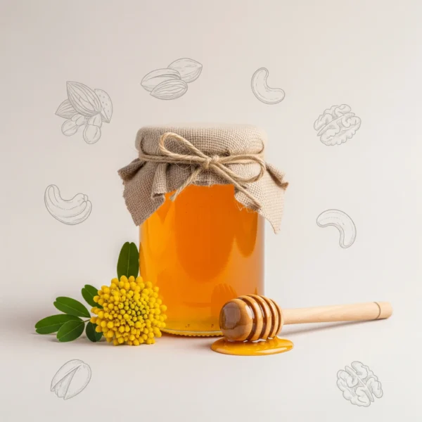 Raw wild Pala Poo honey in glass jar – floral honey from forest flowers